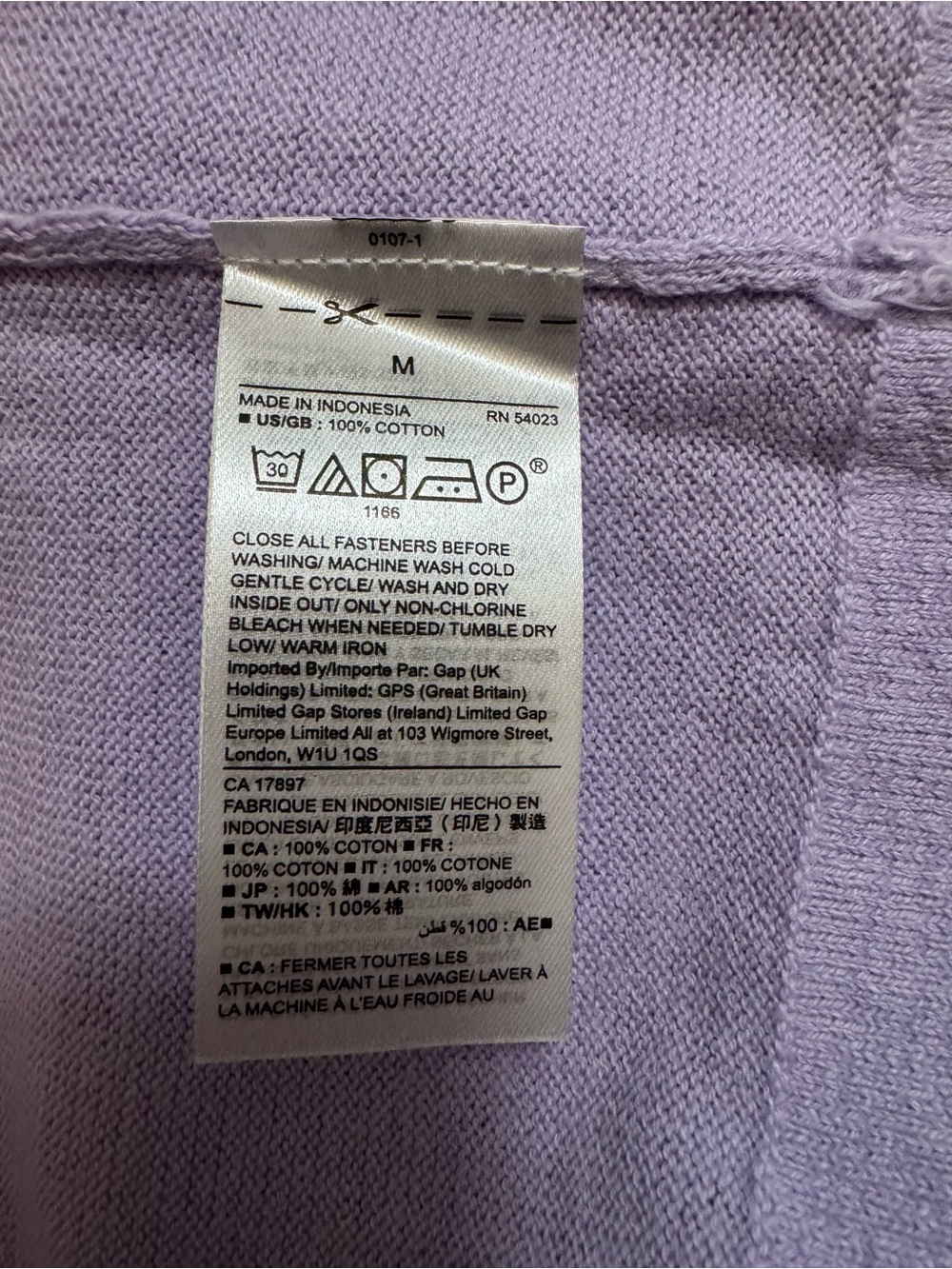 GAP Lavender Crewneck Button-Front Cardigan - Picture 3 of 3